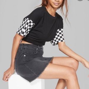 NWT wild fable distressed black denim mini skirt